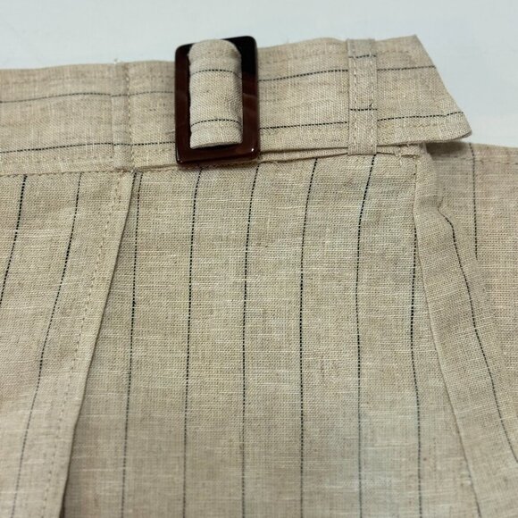 Max Studio Skirt Women's Size Large Tan Linen Cotton Mini Length Faux Wrap - Picture 10 of 10